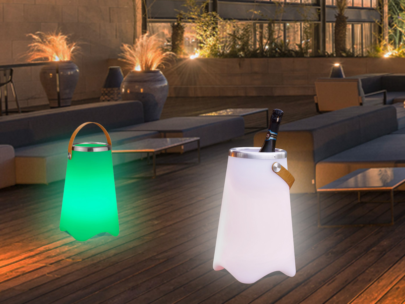 Gartenparty Beleuchtung mit Bluetooth Lautsprecher, Farbwechsler & Getränkekühler