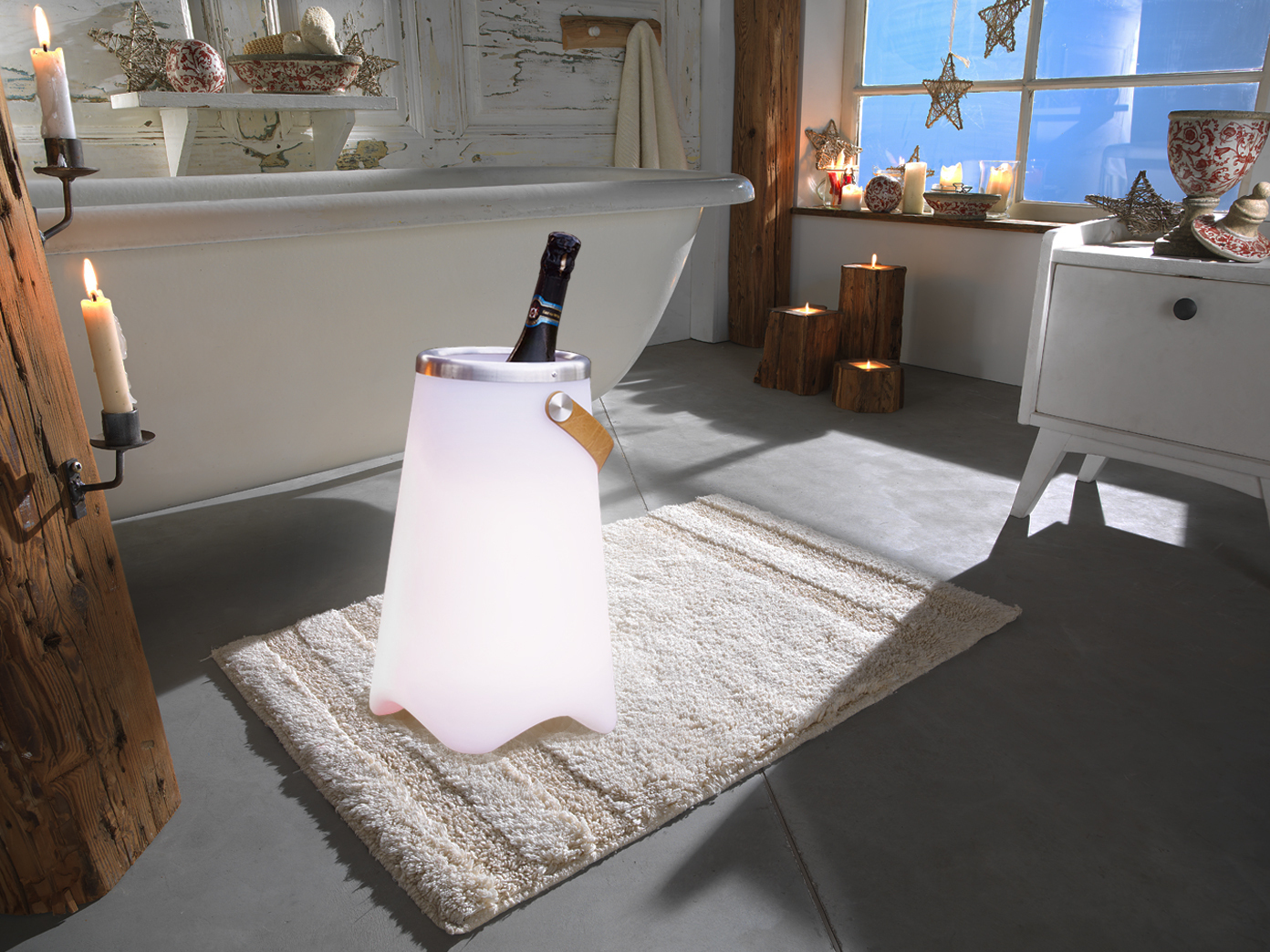 LED Deko Lampe CALLOON mit Farbwechsel, Bluetooth Lautsprecher & Weinkühler
