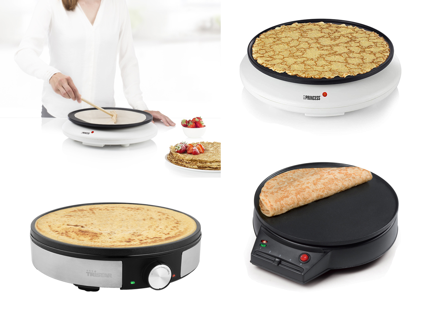 Creperie, Pancake Maker Tischgrill mit großer Bratfläche für Crepes und Grillgut